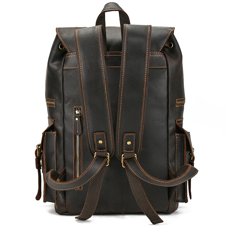 2025 New Arrivals Leather Backpack For Men Male Genuine Leather Laptop Travel Backpack 17 Inch Daypack Shoold Bag Men Male Large