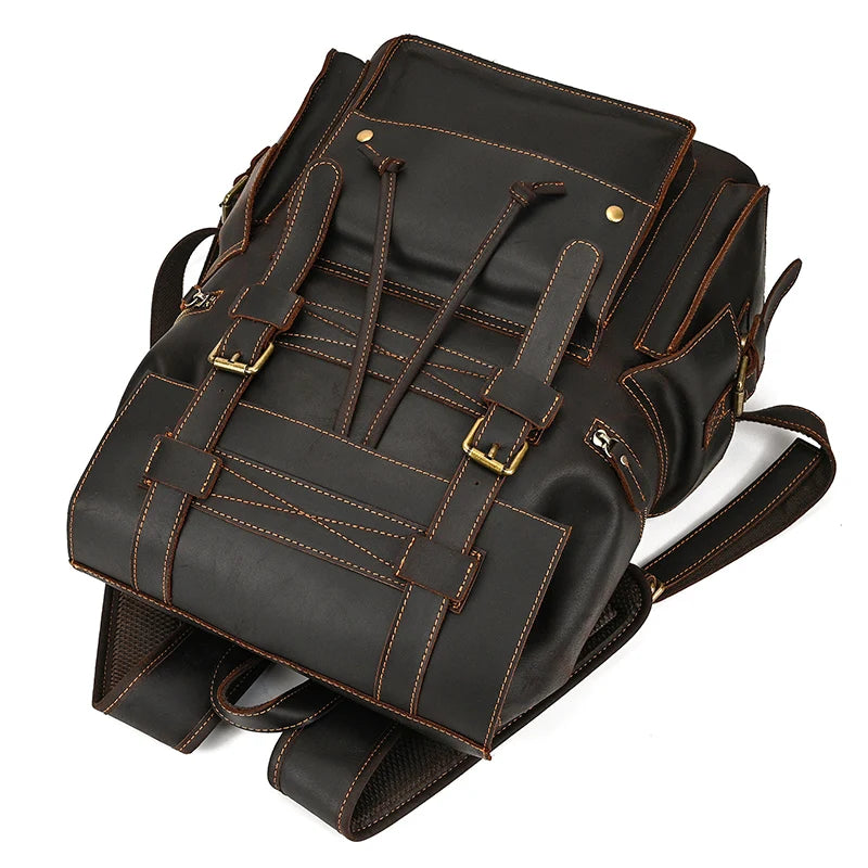 2025 New Arrivals Leather Backpack For Men Male Genuine Leather Laptop Travel Backpack 17 Inch Daypack Shoold Bag Men Male Large