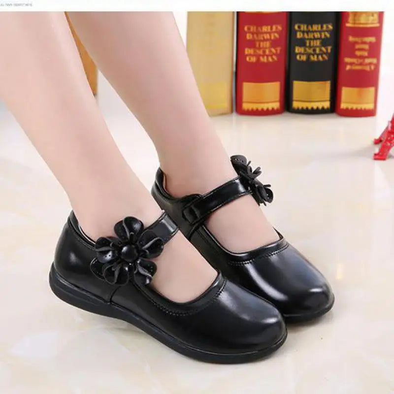 Girls Leather Shoes for Children Wedding Dress Princess School Shoes Kids Summer Bow-knot Black Student Sandals Korean Fashion