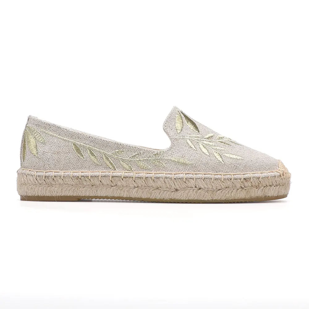 Round Toe Womens Espadrilles Flat Shoes 2022 Hot Sale Real Platform Rubber Slip-on Casual Floral Zapatillas Mujer Sapatos Hemp