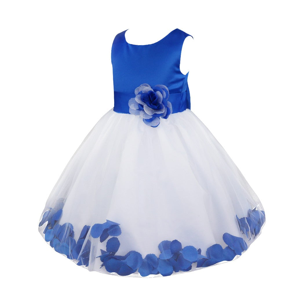 Baby Kids Girls Bowknot Flower Girl Dress Princess Birthday Party Tutu Dress Petals Wedding Pageant Bridesmaid Dresses Ball Gown
