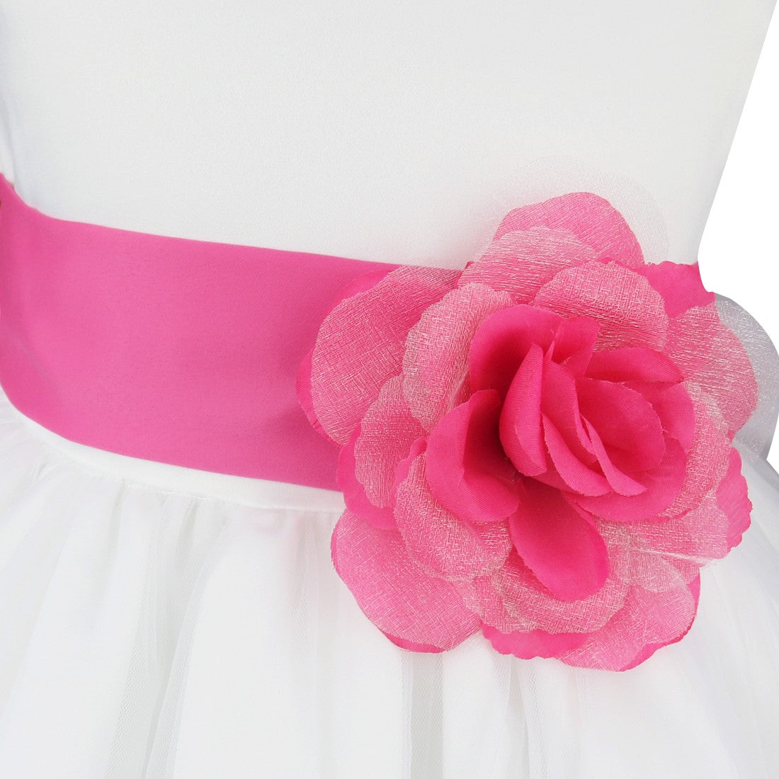 Kids Girls Wedding Pageant Dress White Bridesmaid Dresses Formal Party Princess Vestidos Cute Big Bowknot Sash Flower Girl Dress
