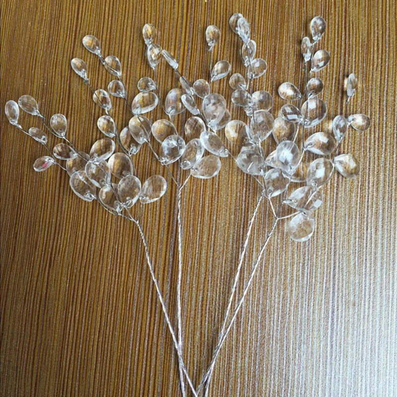 20Pcs Acrylic Flower Branch Artificial Flower Bouquet Crystal Flowers Colorful String Wedding Party Home Craft Decoration Crafts