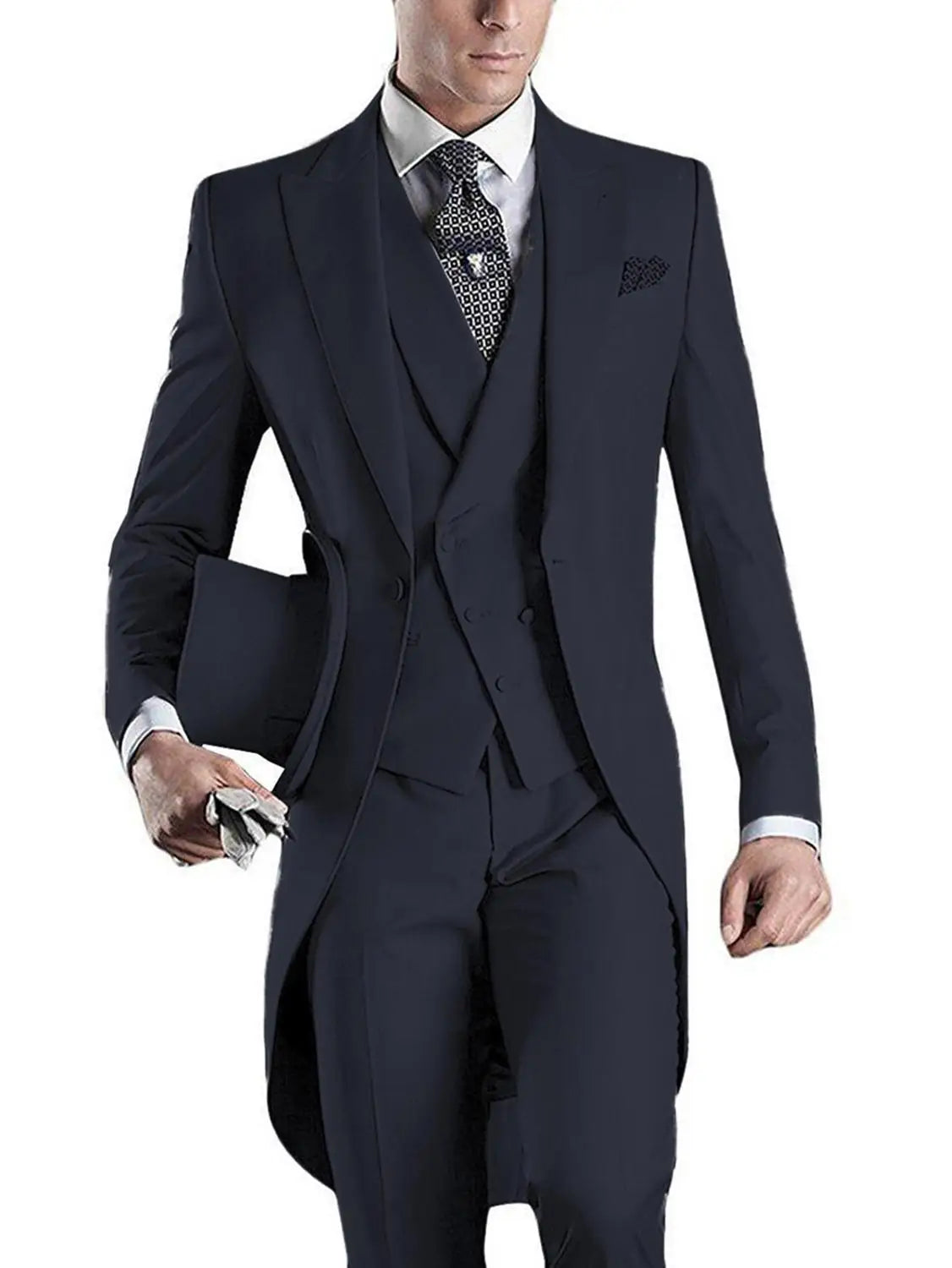 Mens 3 Pieces Suit Casual Formal Business Groomsmen White Burgundy Lapel Tuxedos For Wedding (Blazer+Pants+Vest)