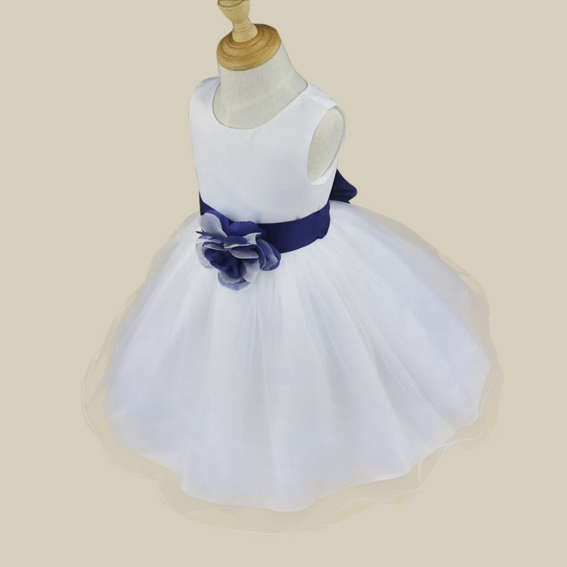 Kids Girls Wedding Pageant Dress White Bridesmaid Dresses Formal Party Princess Vestidos Cute Big Bowknot Sash Flower Girl Dress