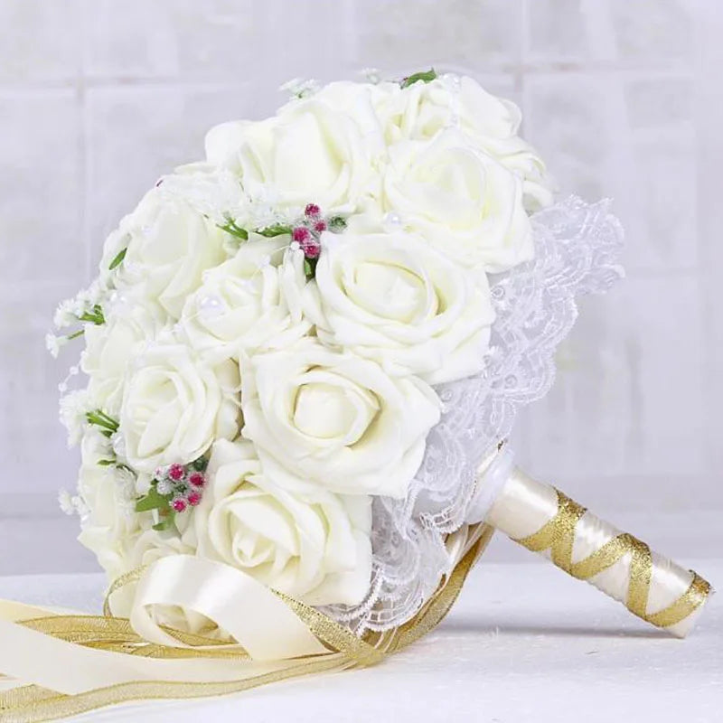 2023 Wedding Bouquets Handmade Bridal Flower Wedding Party Gifts Wedding Accessories Flowers Pears beaded with Ribbon