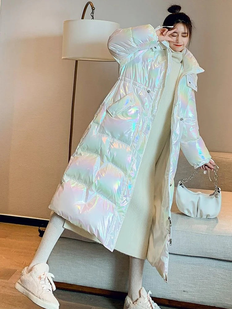 2025 Female Winter Waterproof Long Parkas Cotton Padded Jacket Women Hooded Thick Warm Snow Coat Fashion Oversized Outerwear