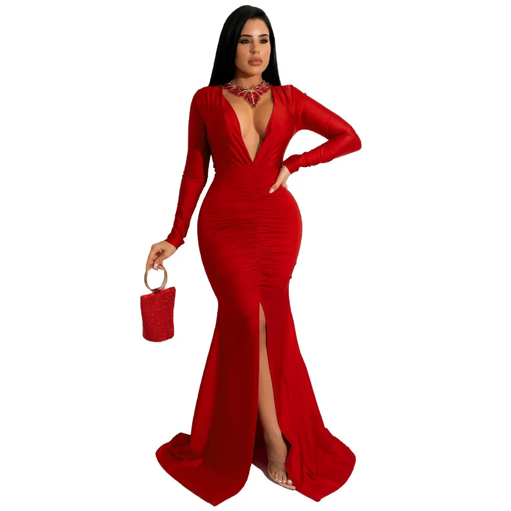dresses for women 2021 evening party dress long bodycon dress sexy party dresses winter clothes for women long sleeve v-neck