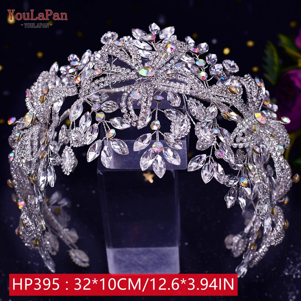 YouLaPan Golden Wedding Crystal Headband Hair Accessories Woman Wedding Hair Jewelry Rhinestone Bridal Tiara and Headdress HP240