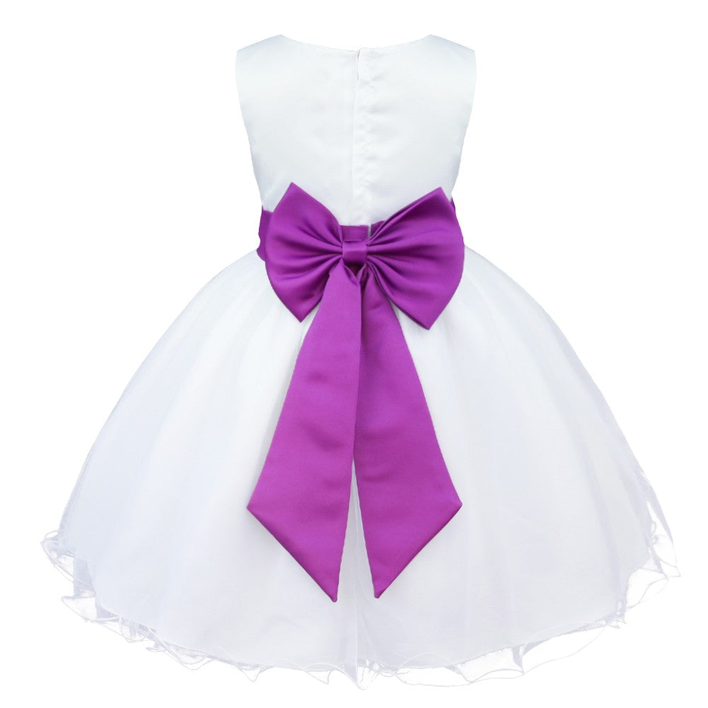Kids Girls Wedding Pageant Dress White Bridesmaid Dresses Formal Party Princess Vestidos Cute Big Bowknot Sash Flower Girl Dress