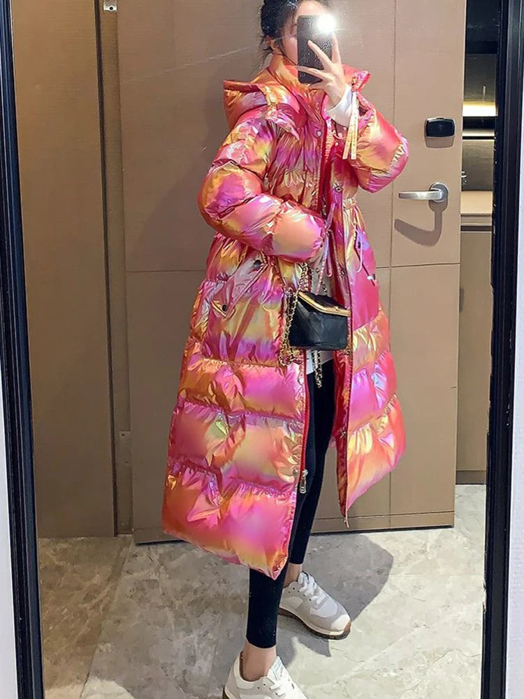 2025 Female Winter Waterproof Long Parkas Cotton Padded Jacket Women Hooded Thick Warm Snow Coat Fashion Oversized Outerwear