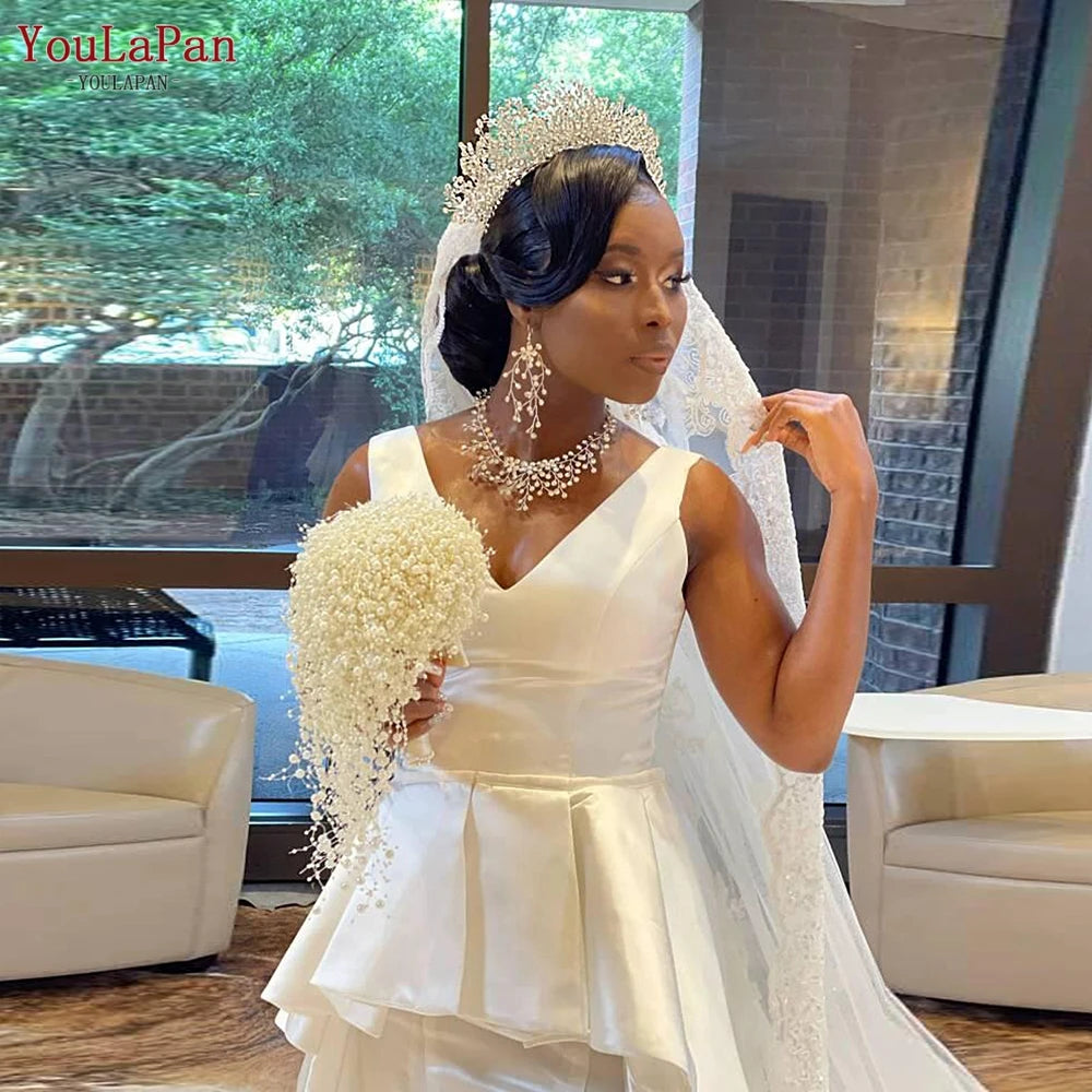 YouLaPan F24 Elegant Wedding Bouquet with Pearl Wedding Flowers Bridal Bouquets Bride Bouquet White Ivory Bridal Bouquet