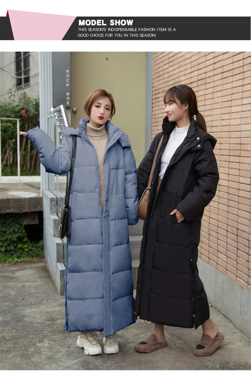Winter Women Jackets Extra long Parkas Hooded Cotton Padded Female Coat High Quality Warm Outwear Womens Parka Winter Coats