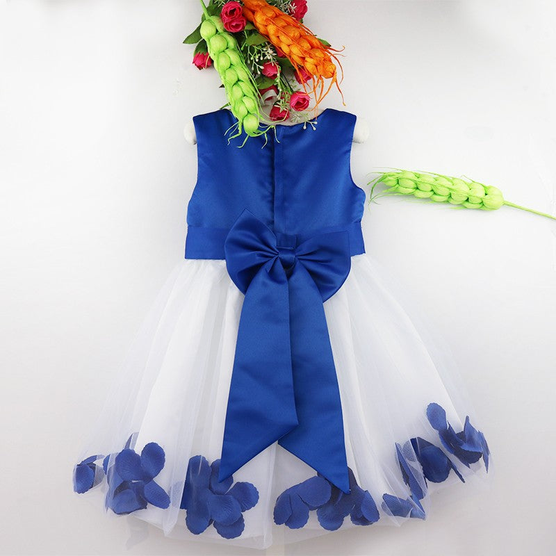 Baby Kids Girls Bowknot Flower Girl Dress Princess Birthday Party Tutu Dress Petals Wedding Pageant Bridesmaid Dresses Ball Gown