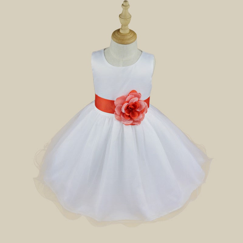 Kids Girls Wedding Pageant Dress White Bridesmaid Dresses Formal Party Princess Vestidos Cute Big Bowknot Sash Flower Girl Dress