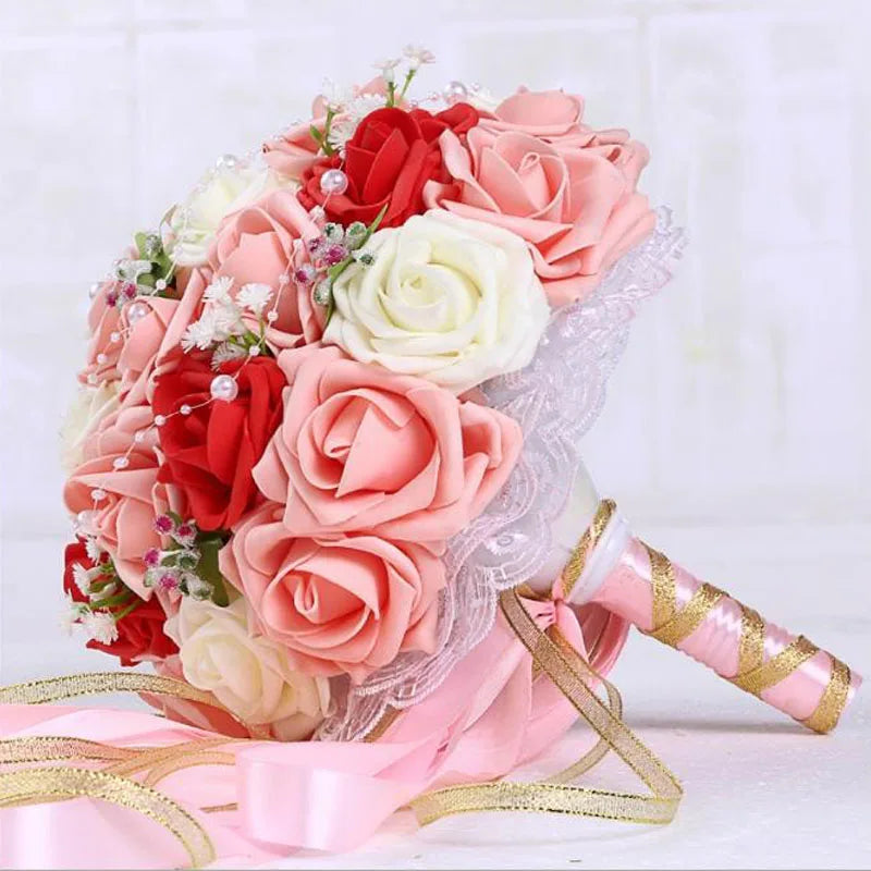 2023 Wedding Bouquets Handmade Bridal Flower Wedding Party Gifts Wedding Accessories Flowers Pears beaded with Ribbon