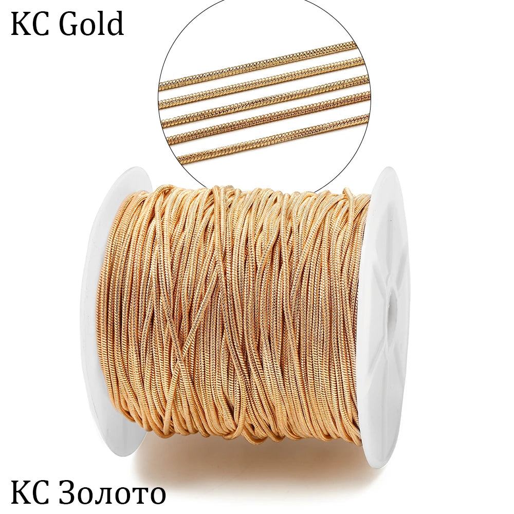 2M/lot 1.2-1.6mm Gold Color Copper Snake Chains For DIY Men Women Necklace Jewelry Making Findings Supplies Accessories