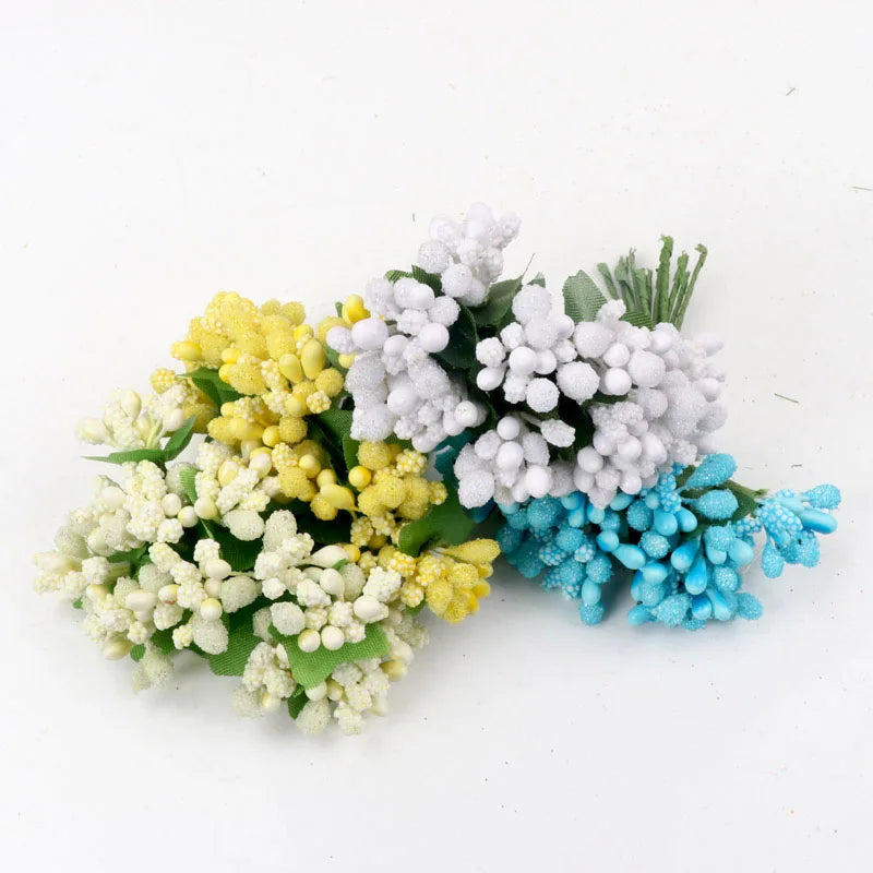 12pcs pearl Berry Artificial Stamen Flower For Wedding Home Decoration Pistil DIY wreath Scrapbooking Craft Fake Flowers
