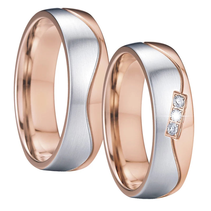 engagement wedding rings for men and women lover's alliance couples 14k rose gold plated ladies fashion jewelry finger ring