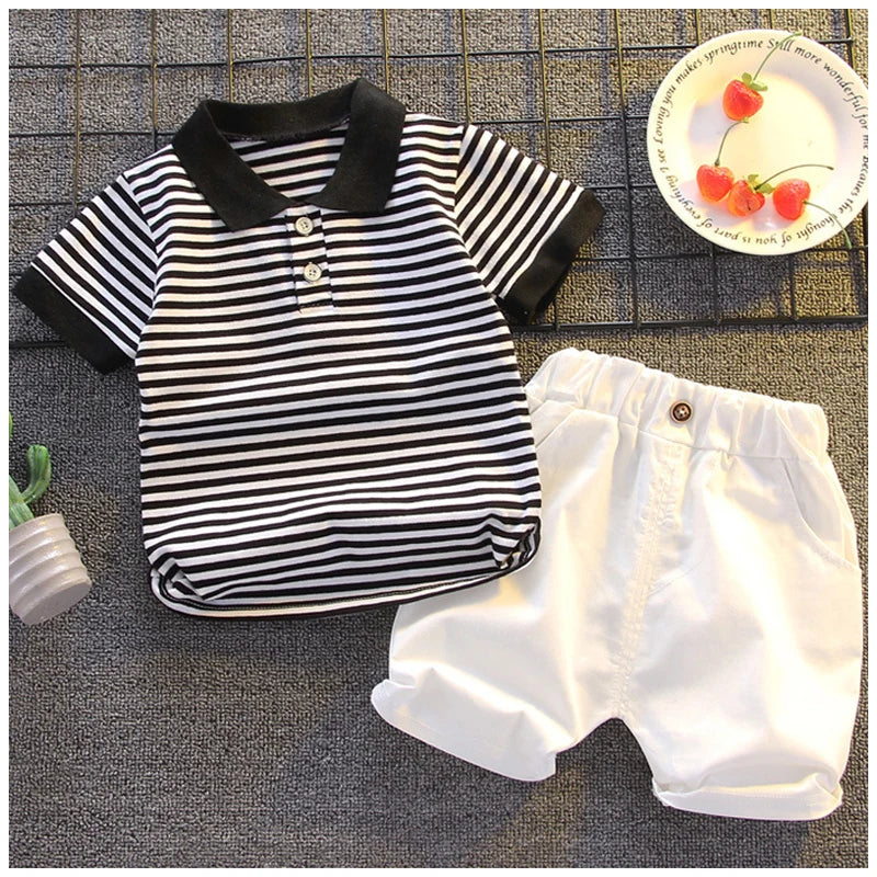 IENENS Summer Solid Color Clothes Sets Short Sleeves Tops + Shorts Baby Toddler Clothing Suits 1 2 3 4 Years Kids Outfits