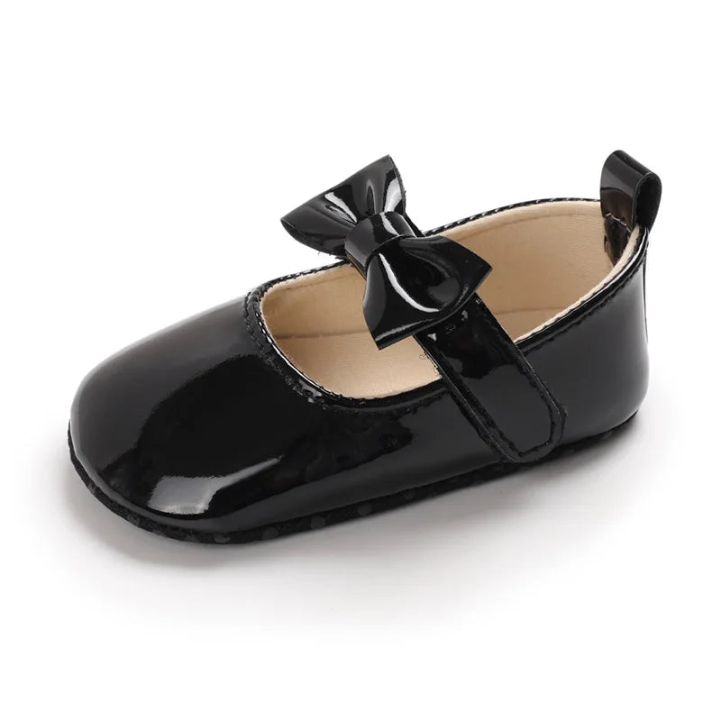 Newborn Baby Shoes Baby Girls Shoes PU Anti-slip Bowknot Classic Princess Dress Shoes First Walker Toddler Crib Shoe Moccasins