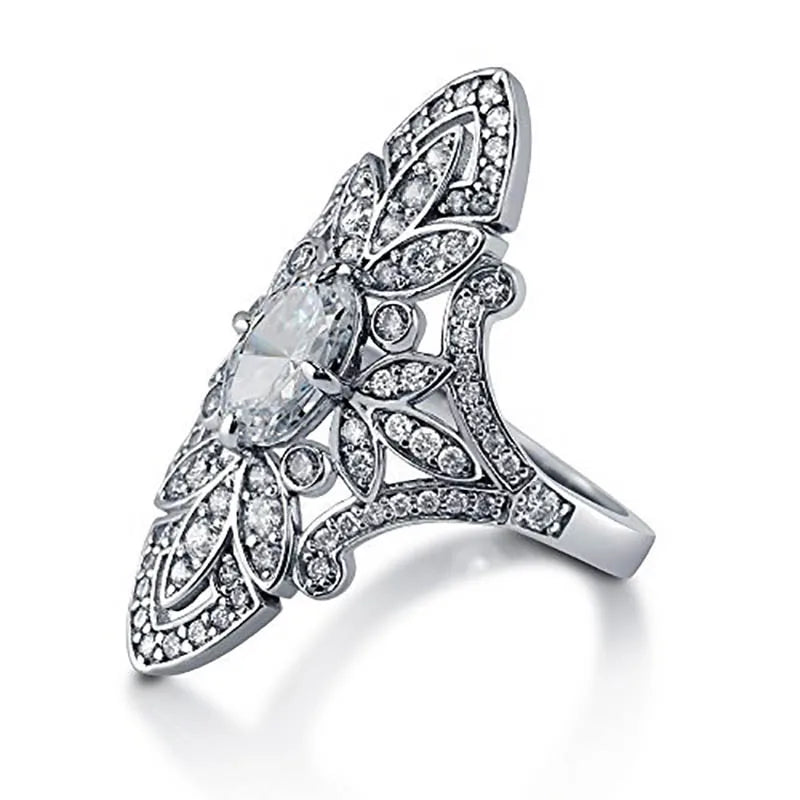 Jellystory Luxury Rings 925 Silver Jewellery for Women with Geometric Shaped Zircon Gemstones Ring Wedding Party Gifts size 6-10