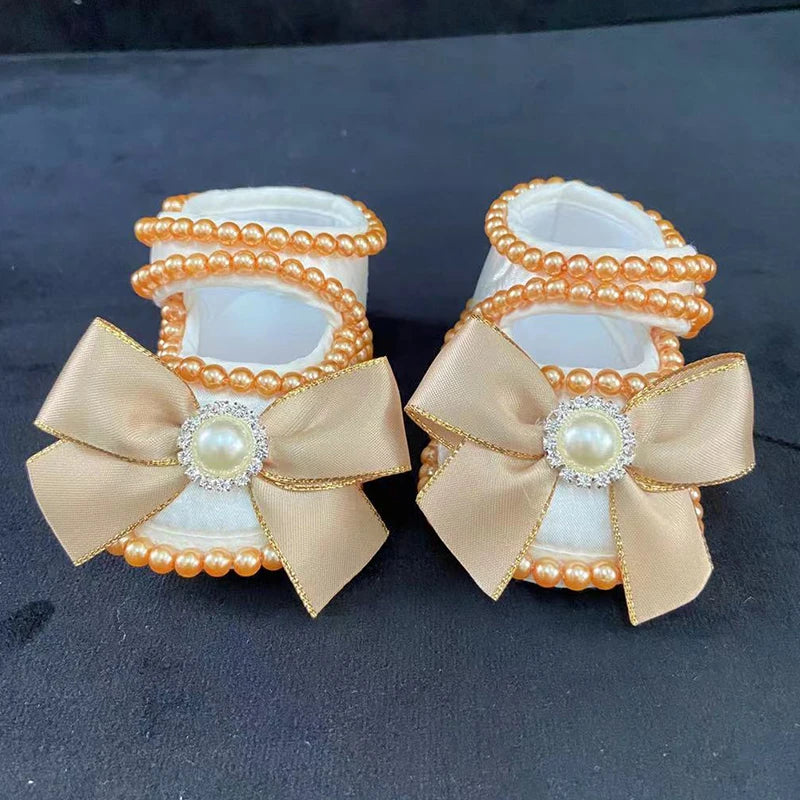 Dollbling Baby Shoes Baby Girl Shoes Wedding Party Photography First Walker Sewing Pearls