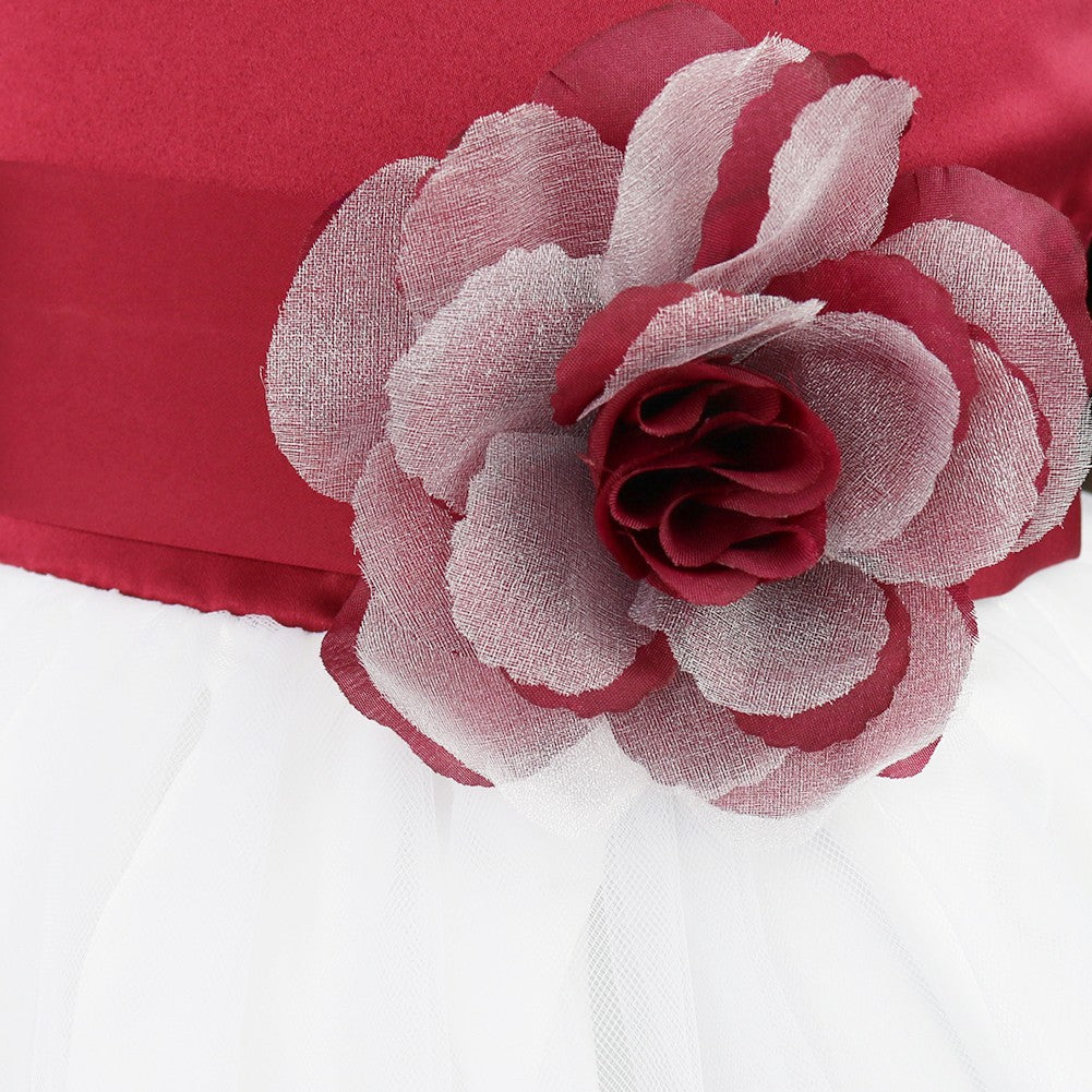 Baby Kids Girls Bowknot Flower Girl Dress Princess Birthday Party Tutu Dress Petals Wedding Pageant Bridesmaid Dresses Ball Gown
