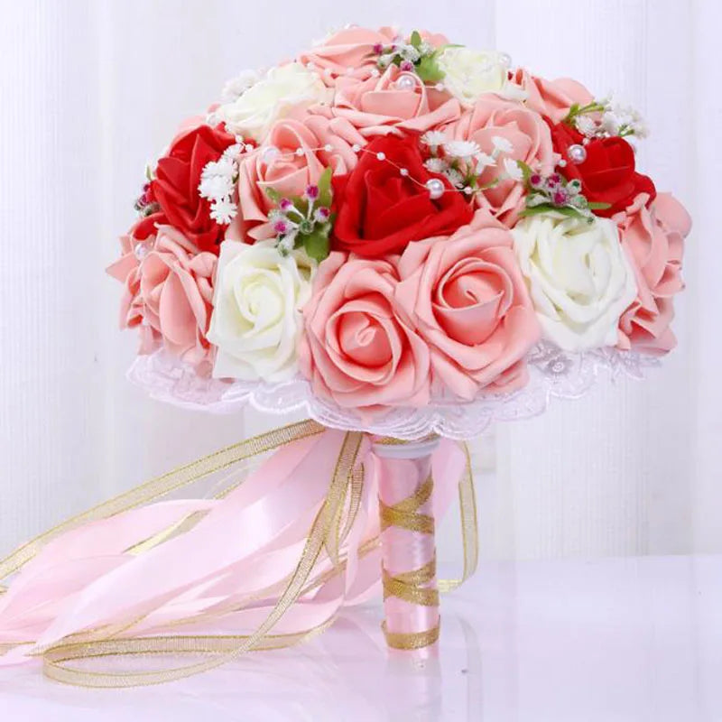 2023 Wedding Bouquets Handmade Bridal Flower Wedding Party Gifts Wedding Accessories Flowers Pears beaded with Ribbon