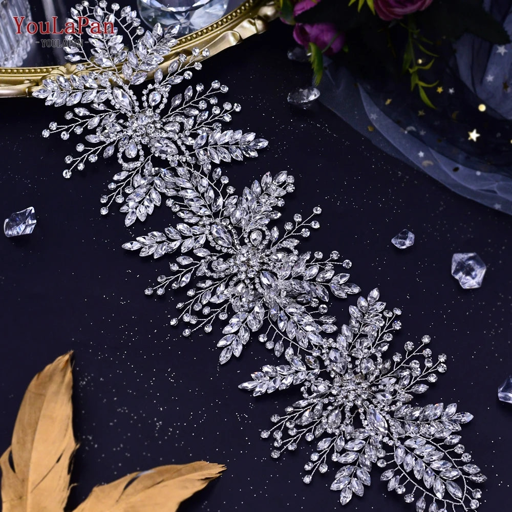 YouLaPan Golden Wedding Crystal Headband Hair Accessories Woman Wedding Hair Jewelry Rhinestone Bridal Tiara and Headdress HP240