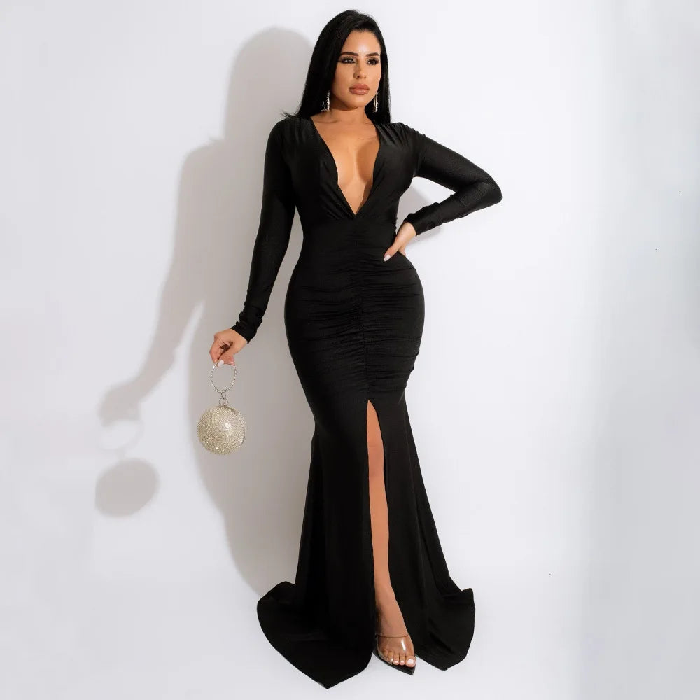 dresses for women 2021 evening party dress long bodycon dress sexy party dresses winter clothes for women long sleeve v-neck