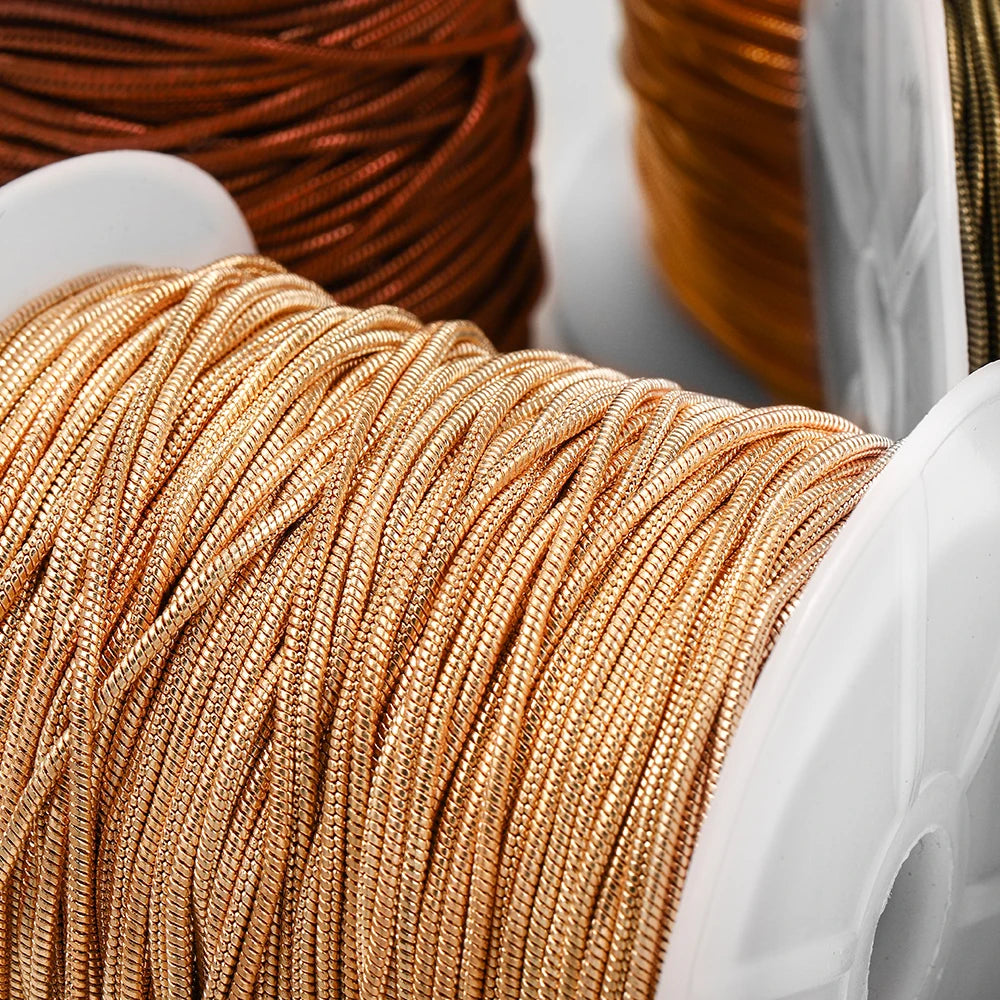 2M/lot 1.2-1.6mm Gold Color Copper Snake Chains For DIY Men Women Necklace Jewelry Making Findings Supplies Accessories