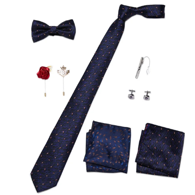 Men's Tie Set Luxury Gift Box Silk Tie Necktie Set 8pcs Inside Packing Festive Present Cravat Pocket Squares Holiday Gift Men