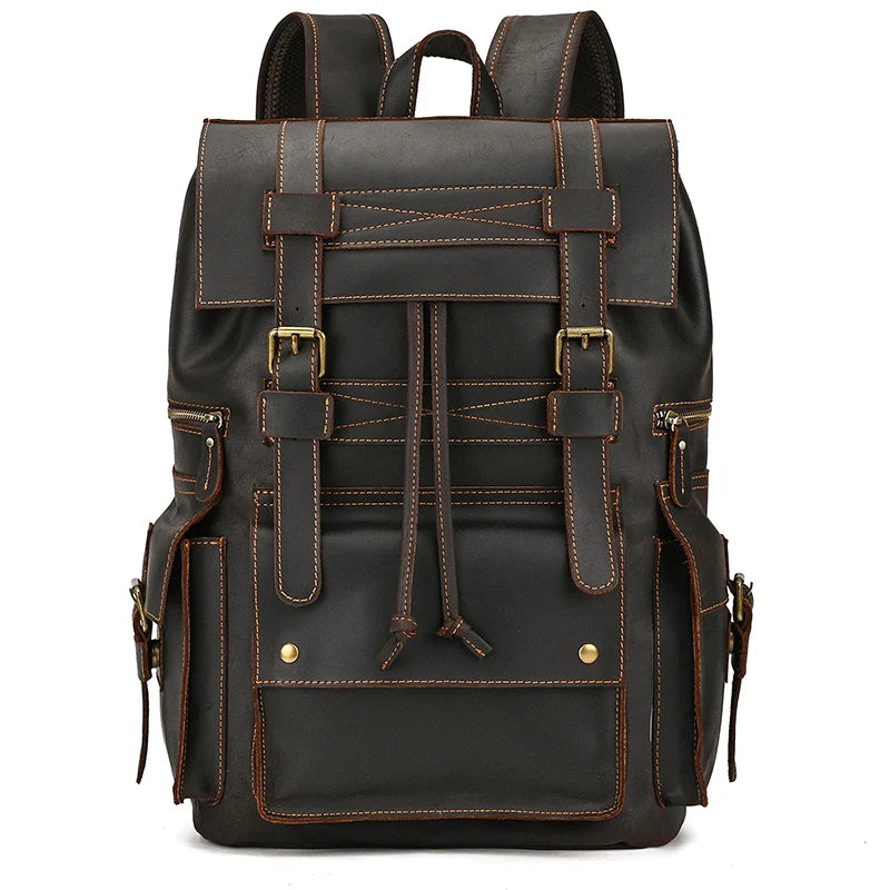 2025 New Arrivals Leather Backpack For Men Male Genuine Leather Laptop Travel Backpack 17 Inch Daypack Shoold Bag Men Male Large