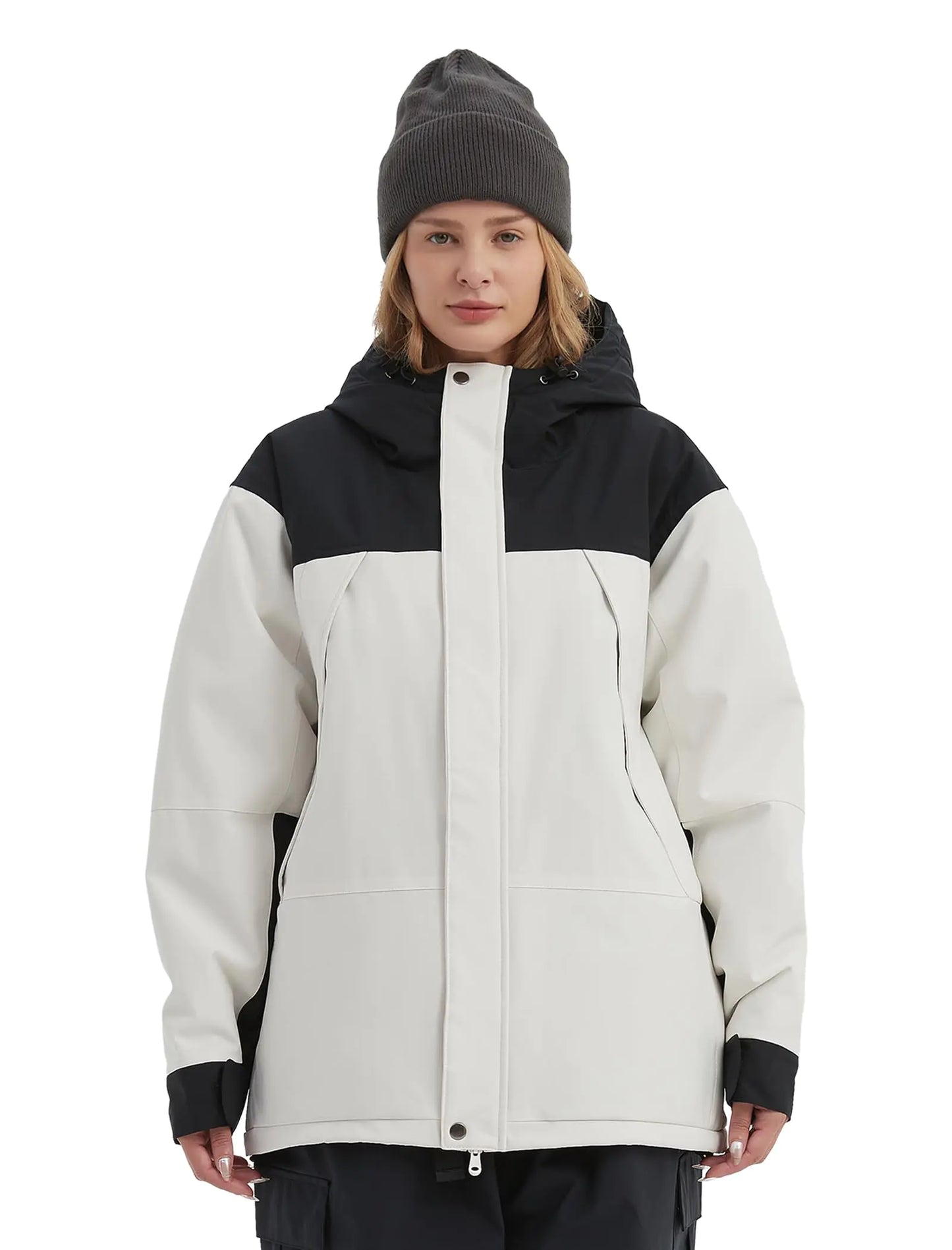 NOMADIKA Women Ski Jacket Waterproof Insulated Winter Snow Coat for Skiing Snowboarding Rain Coats Oversize Unisex(LWhite