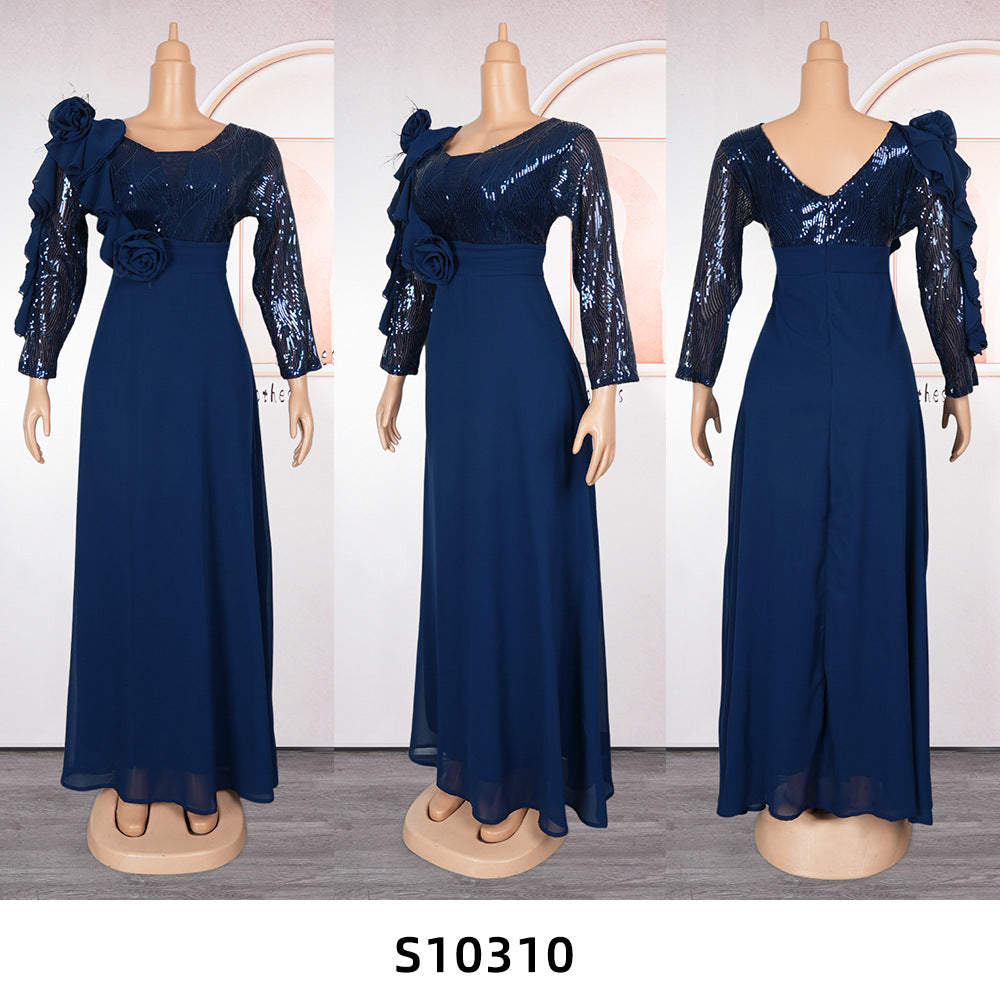 Plus Size African Party Dresses for Women 2025 New Fashion Dashiki Ankara Wedding Evening Gown Elegant Turkey Muslim Maxi Dress