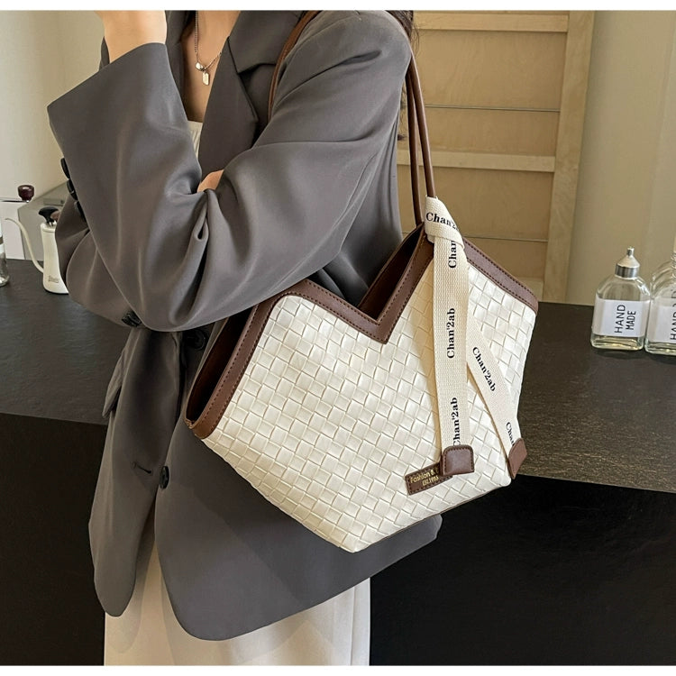 Fancy Western Style Large Capacity Bag Female 2024 New Arrival Autumn Springtide Flow Woven Shoulder Bag Commuter Tote