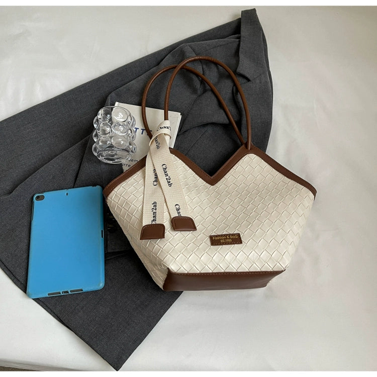 Fancy Western Style Large Capacity Bag Female 2024 New Arrival Autumn Springtide Flow Woven Shoulder Bag Commuter Tote