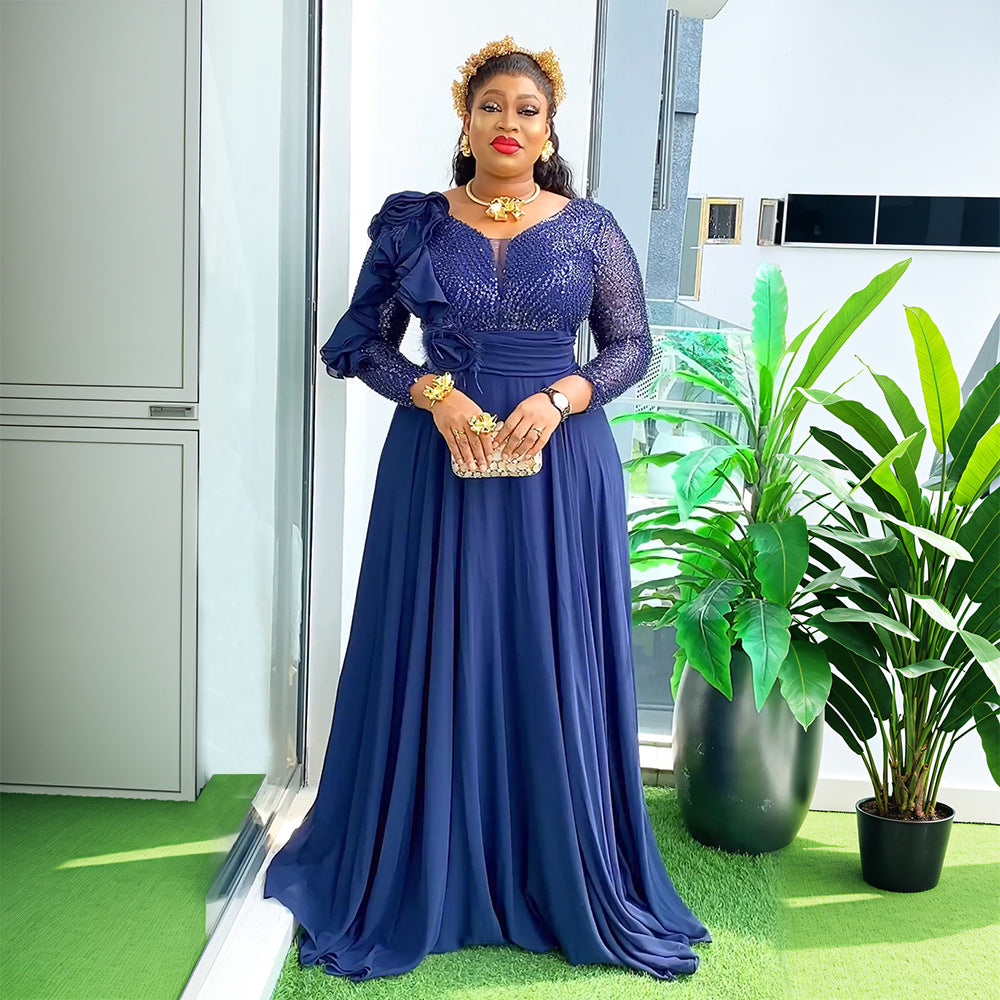 Plus Size African Party Dresses for Women 2025 New Fashion Dashiki Ankara Wedding Evening Gown Elegant Turkey Muslim Maxi Dress