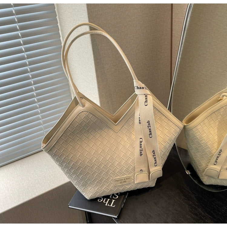 Fancy Western Style Large Capacity Bag Female 2024 New Arrival Autumn Springtide Flow Woven Shoulder Bag Commuter Tote