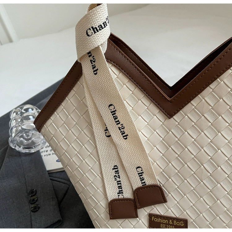 Fancy Western Style Large Capacity Bag Female 2024 New Arrival Autumn Springtide Flow Woven Shoulder Bag Commuter Tote