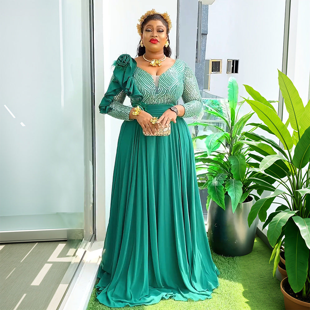 Plus Size African Party Dresses for Women 2025 New Fashion Dashiki Ankara Wedding Evening Gown Elegant Turkey Muslim Maxi Dress