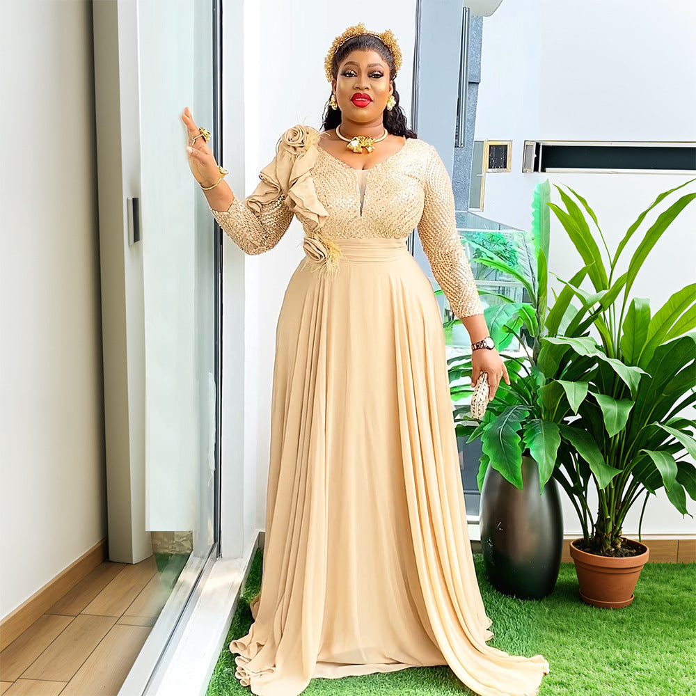 Plus Size African Party Dresses for Women 2025 New Fashion Dashiki Ankara Wedding Evening Gown Elegant Turkey Muslim Maxi Dress