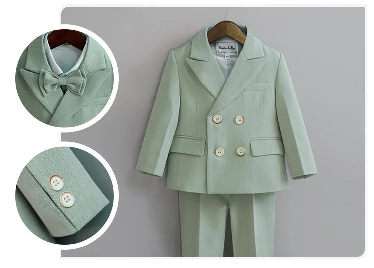 Flower Boys Photography Suit Baby Kids Formal Ceremony Costume Children Birthday Wedding Party Dress Performance Tuxedo Set