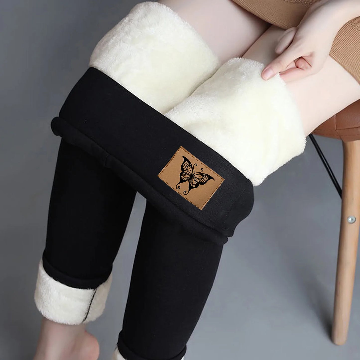 Winter Women Leggings Fleece Lined Velvet Keep Warm Pants High Waist Leggings Solid Color Comfortable Stretchy Thermal Trousers