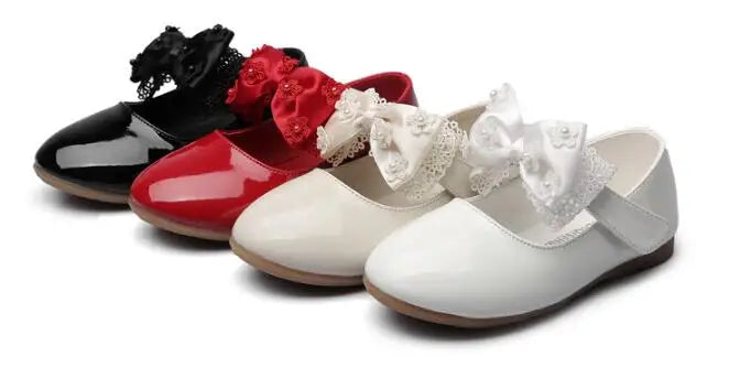 Baby Girls Shoes Kids Wedding Party Shoes Little Girls Patent Leather Shoes Flower Princess Shoes for Dance Red White Black