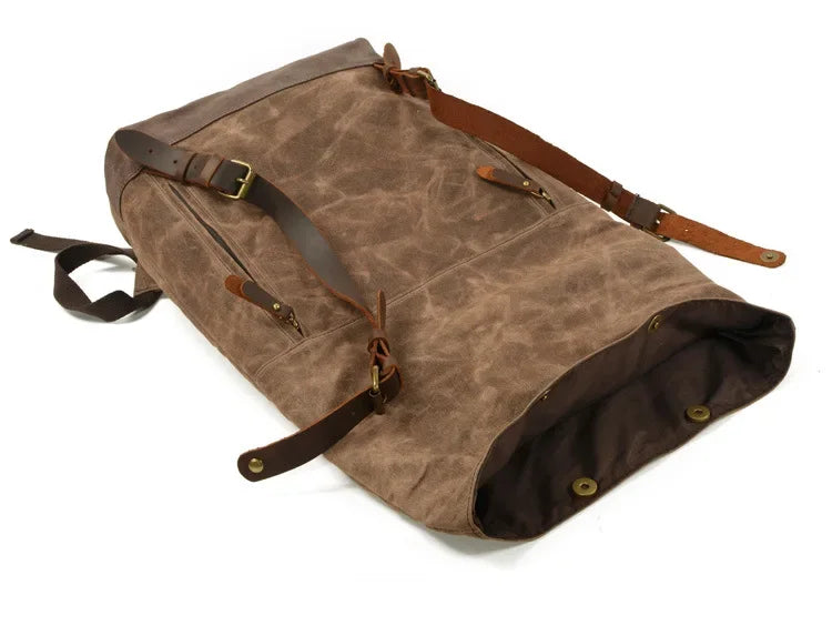 Male Backpacks Vintage Canvas Leather For Men Waterproof Rucksacks Large Mountaineering Travel Pack Outdoor computer bag