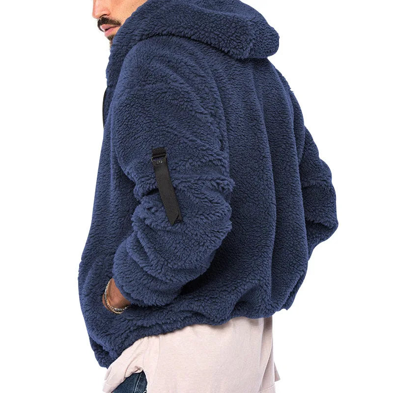 Men's Winter Jacket Warm Loose Casual Fleece Soft Fabric Velvet Skin Friendly Solid Streetwear Fashion Jackets Coats for Men