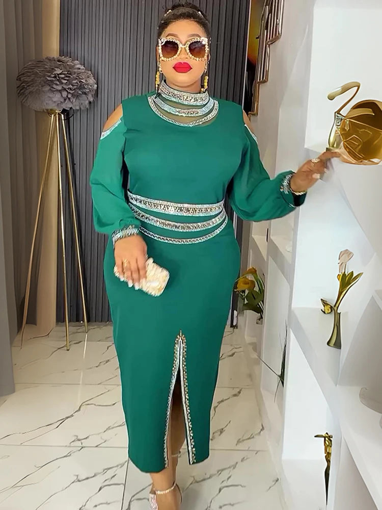 2025 Long Sleeve Dresses For Women Dubai African Wedding Party Prom Evening Gown Dashiki Africa Clothing Office Ladies Robes