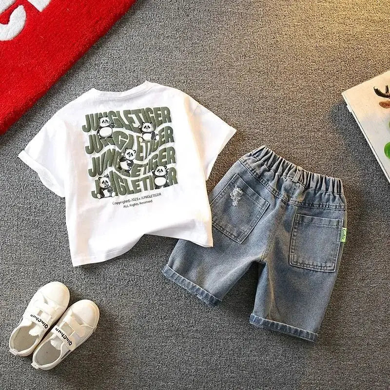 Summer Boys Clothing Set New Baby Children's Cartoon Short Sleeve T-shirt Shorts Two Piece Fashion Boys' Leisure Sports Set